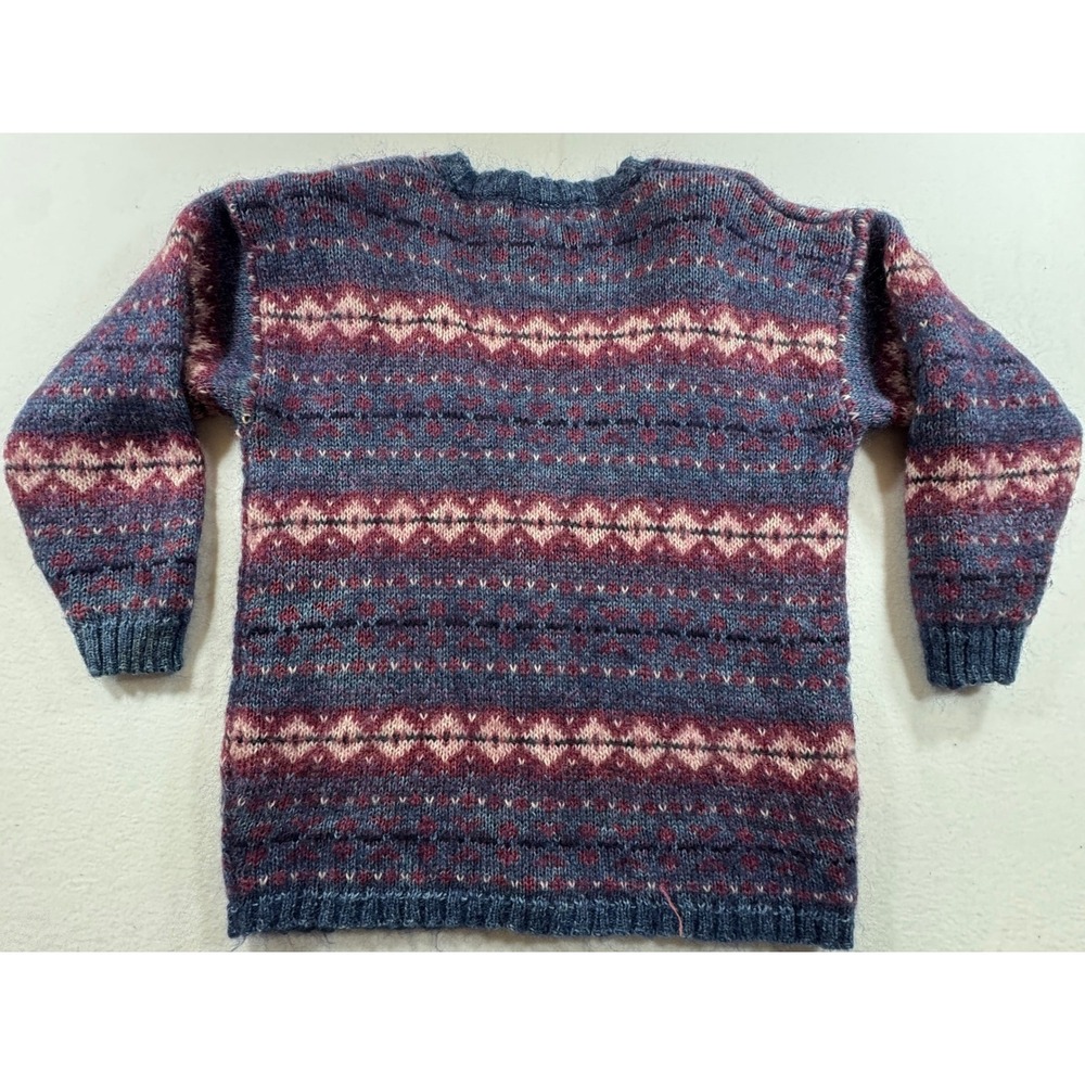 Maurices Fair Isle Cardigan Sweater Mens Large Blue Burgundy Geometric Button Up - Picture 10 of 10